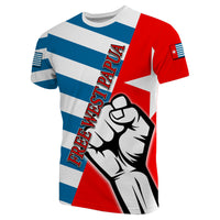 Free West Papua T Shirt Clenched Hands Flag LT6 Unisex Blue - Polynesian Pride
