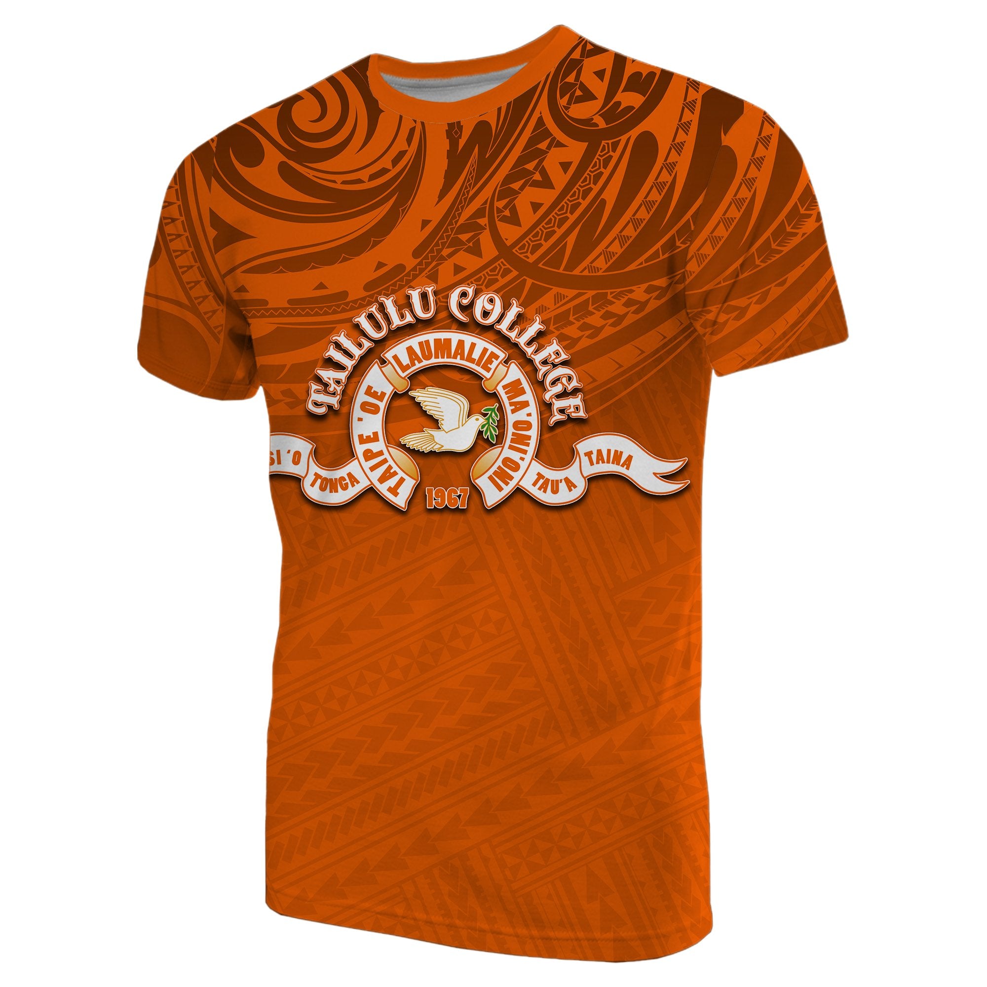 Custom Tailulu College T Shirt Tonga Polynesian Unisex Orange - Polynesian Pride