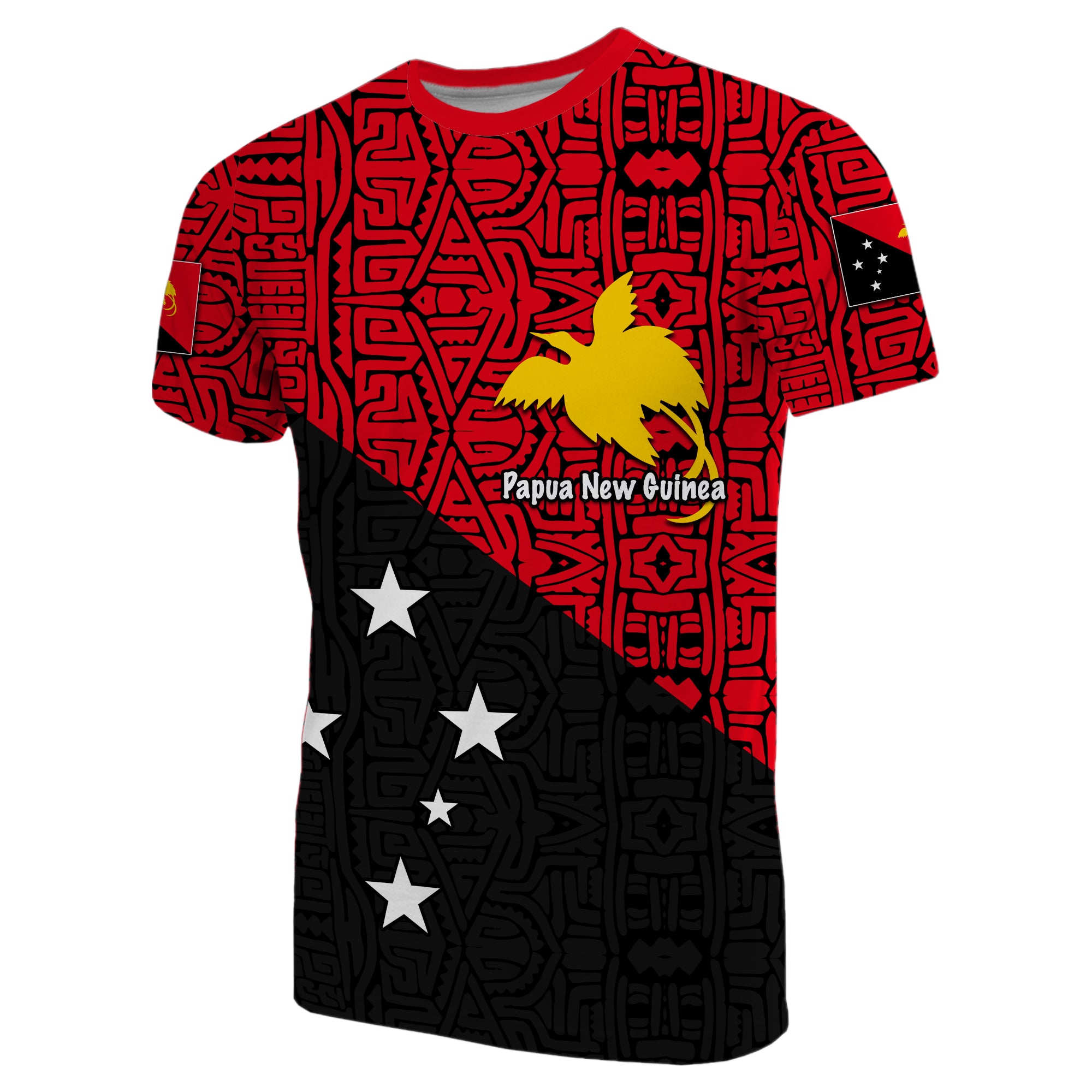 Custom Papua New Guinea T Shirt Patterns With Flag LT6 Unisex Red - Polynesian Pride