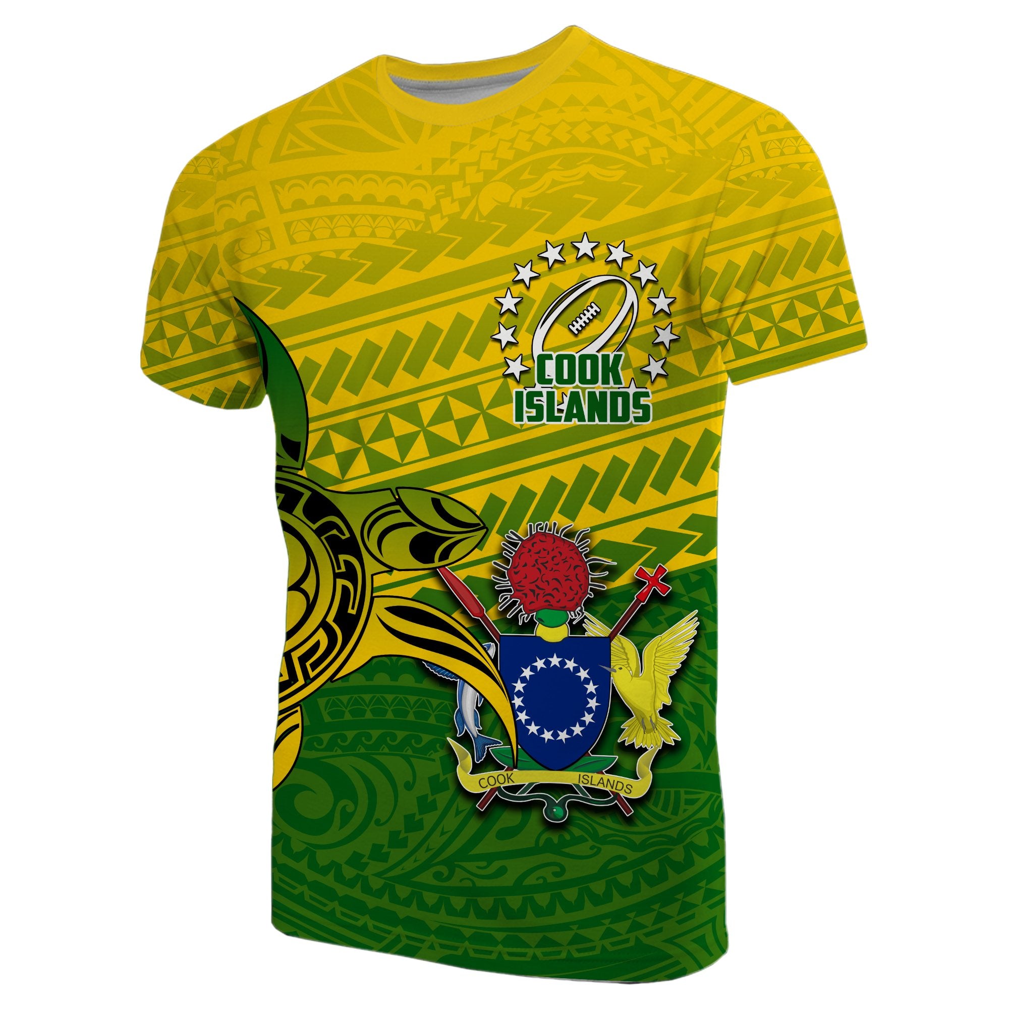 Custom Cook Islands Rugby Turtle Polynesian T Shirt Unisex Green - Polynesian Pride