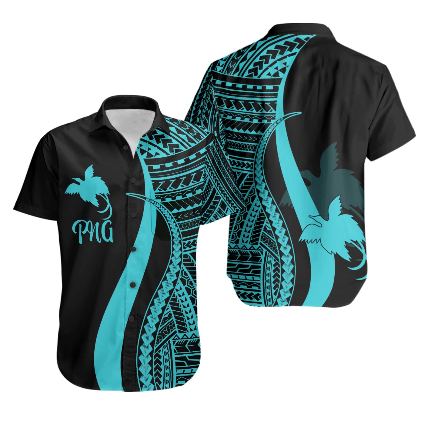 Papua New Guinea Short Sleeve Shirts - Turquoise Polynesian Tentacle Tribal Pattern Unisex Turquoise - Polynesian Pride