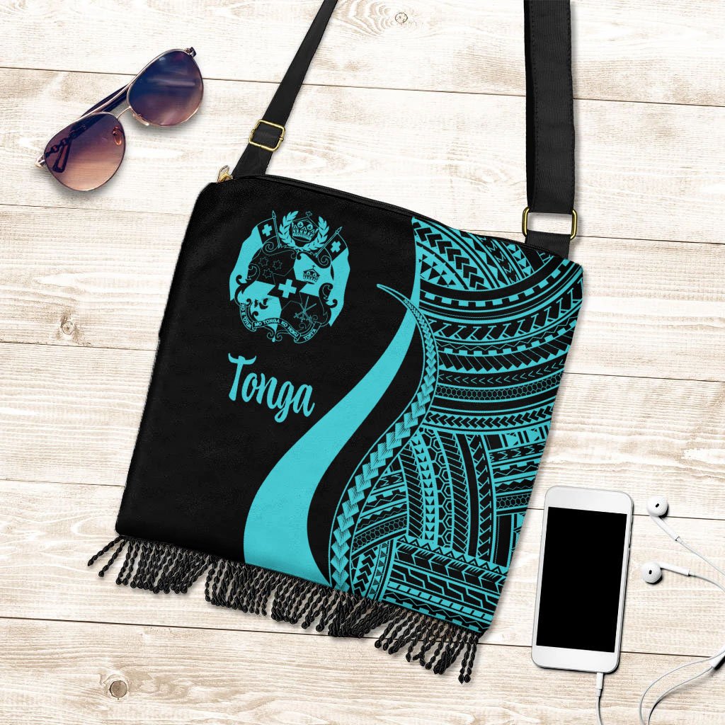 Tonga Boho Handbag - Turquoise Polynesian Tentacle Tribal Pattern Boho Handbag One Size Turquoise - Polynesian Pride