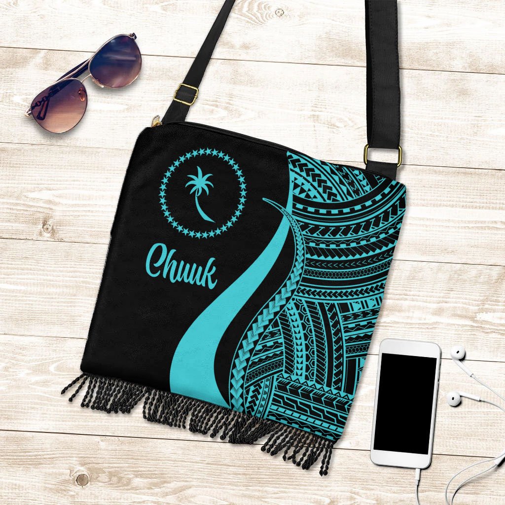 Chuuk Boho Handbag - Turquoise Polynesian Tentacle Tribal Pattern Boho Handbag One Size Turquoise - Polynesian Pride