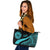 Tahiti Large Leather Tote Bag - Turquoise Polynesian Tentacle Tribal Pattern Turquoise - Polynesian Pride