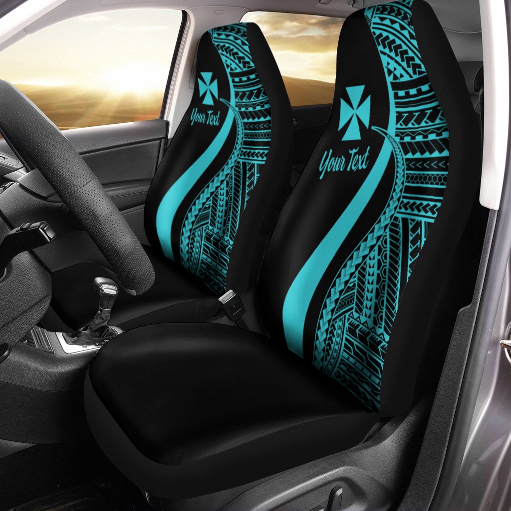 Wallis And Futuna Custom Personalised Car Seat Covers - Turquoise Polynesian Tentacle Tribal Pattern Universal Fit Turquoise - Polynesian Pride