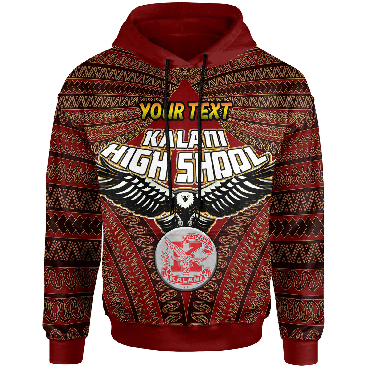 Hawaii Kalani High School Custom Hoodie Kalani High School Polynesian With Falcon Pattern LT10 - Polynesian Pride