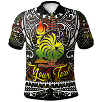New Caledonia Polo Shirt Custom Kanaky Coat Of Arms Polynesian Pattern - Polynesian Pride