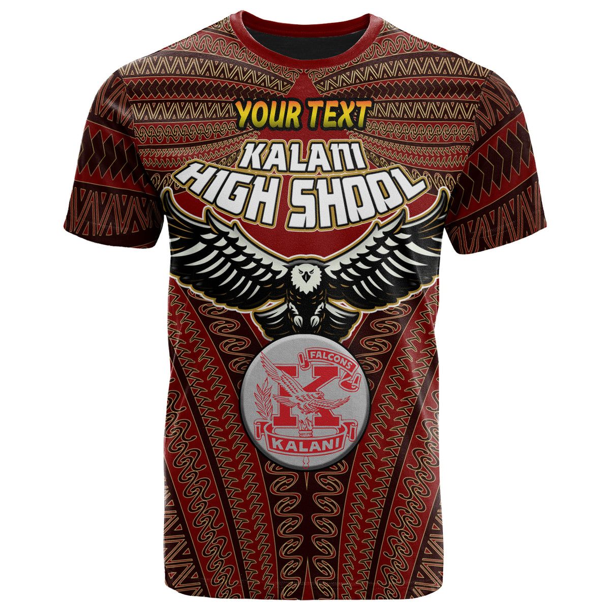 Hawaii Kalani High School Custom T Shirt Kalani High School Polynesian With Falcon Pattern LT10 - Polynesian Pride
