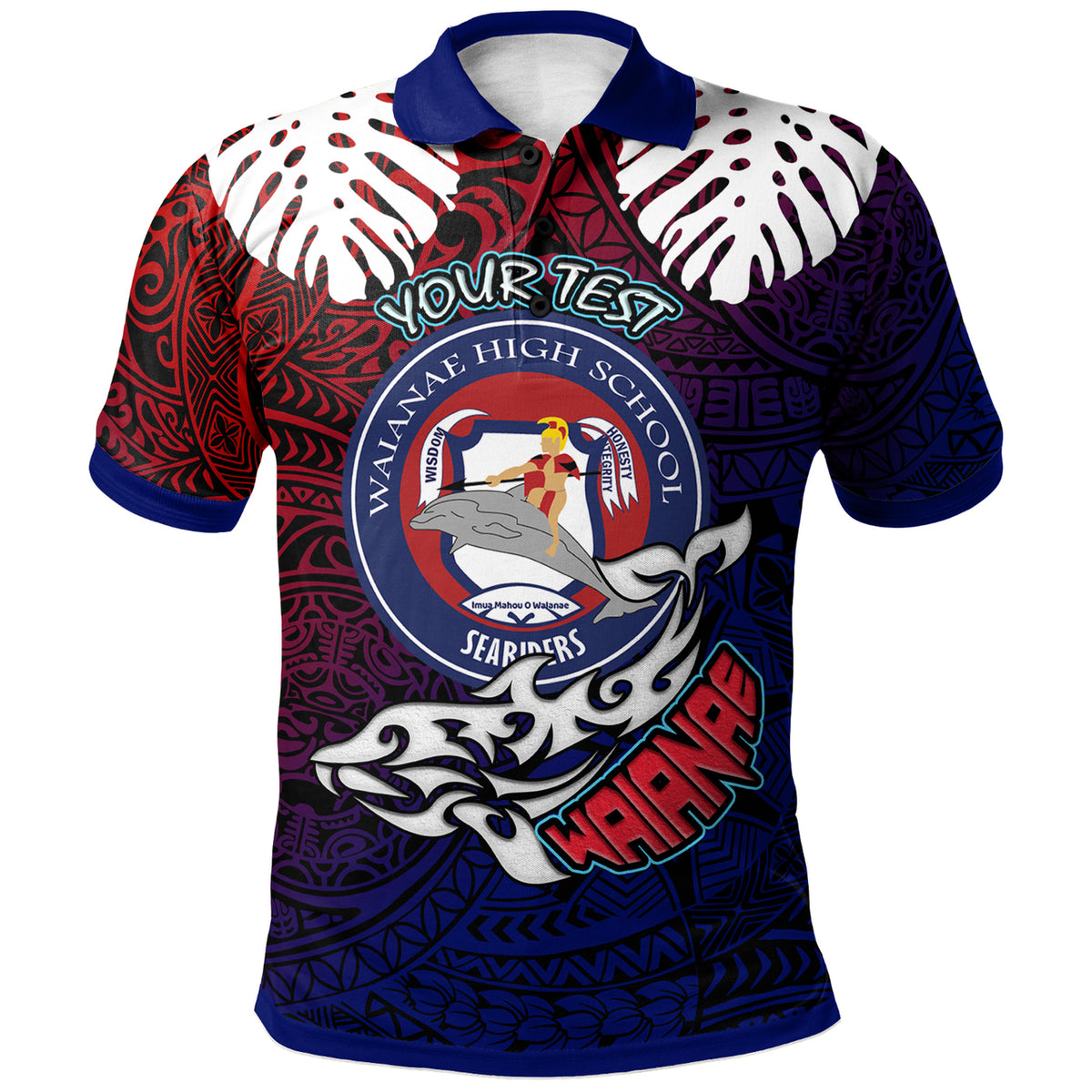 Hawaii Waianae High School Custom Polo Shirt Waianae High School Polynesian Pattern LT10 - Polynesian Pride
