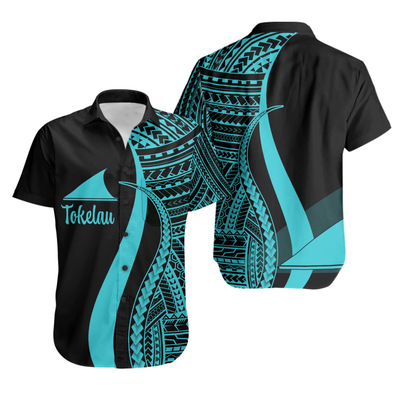 Tokelau Short Sleeve Shirts - Turquoise Polynesian Tentacle Tribal Pattern Unisex Turquoise - Polynesian Pride