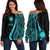 Northern Mariana Islands Custom Personalised Women's Off Shoulder Sweater - Turquoise Polynesian Tentacle Tribal Pattern Turquoise - Polynesian Pride