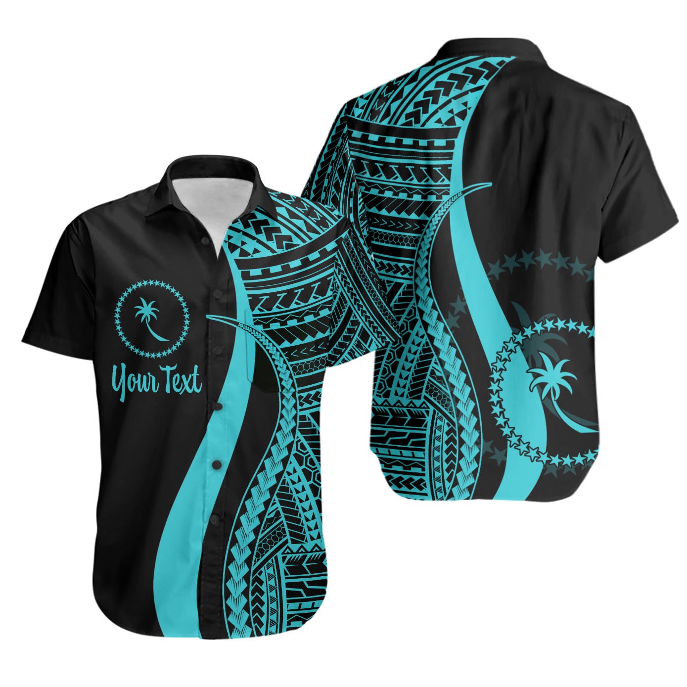 Chuuk Custom Personalised Short Sleeve Shirts - Turquoise Polynesian Tentacle Tribal Pattern Unisex Turquoise - Polynesian Pride