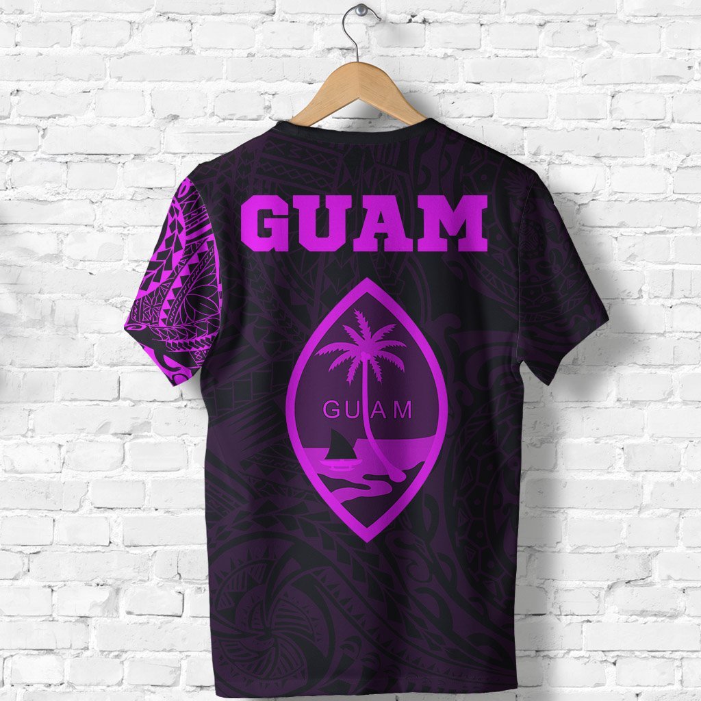 Guam T Shirt Guam Coat of Arms Polynesian Tattoo Style Pink - Polynesian Pride