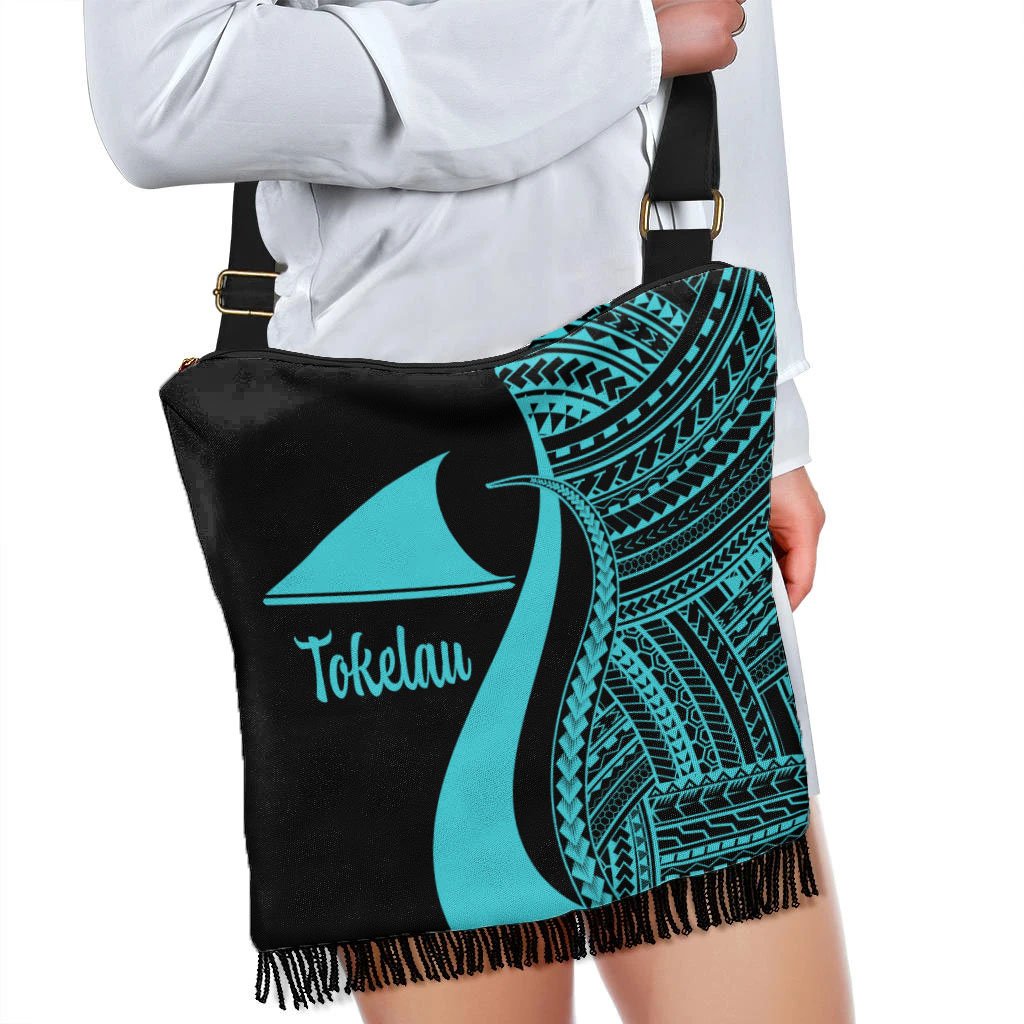 Tokelau Boho Handbag - Turquoise Polynesian Tentacle Tribal Pattern - Polynesian Pride