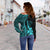 Wallis And Futuna Custom Personalised Women's Off Shoulder Sweater - Turquoise Polynesian Tentacle Tribal Pattern - Polynesian Pride