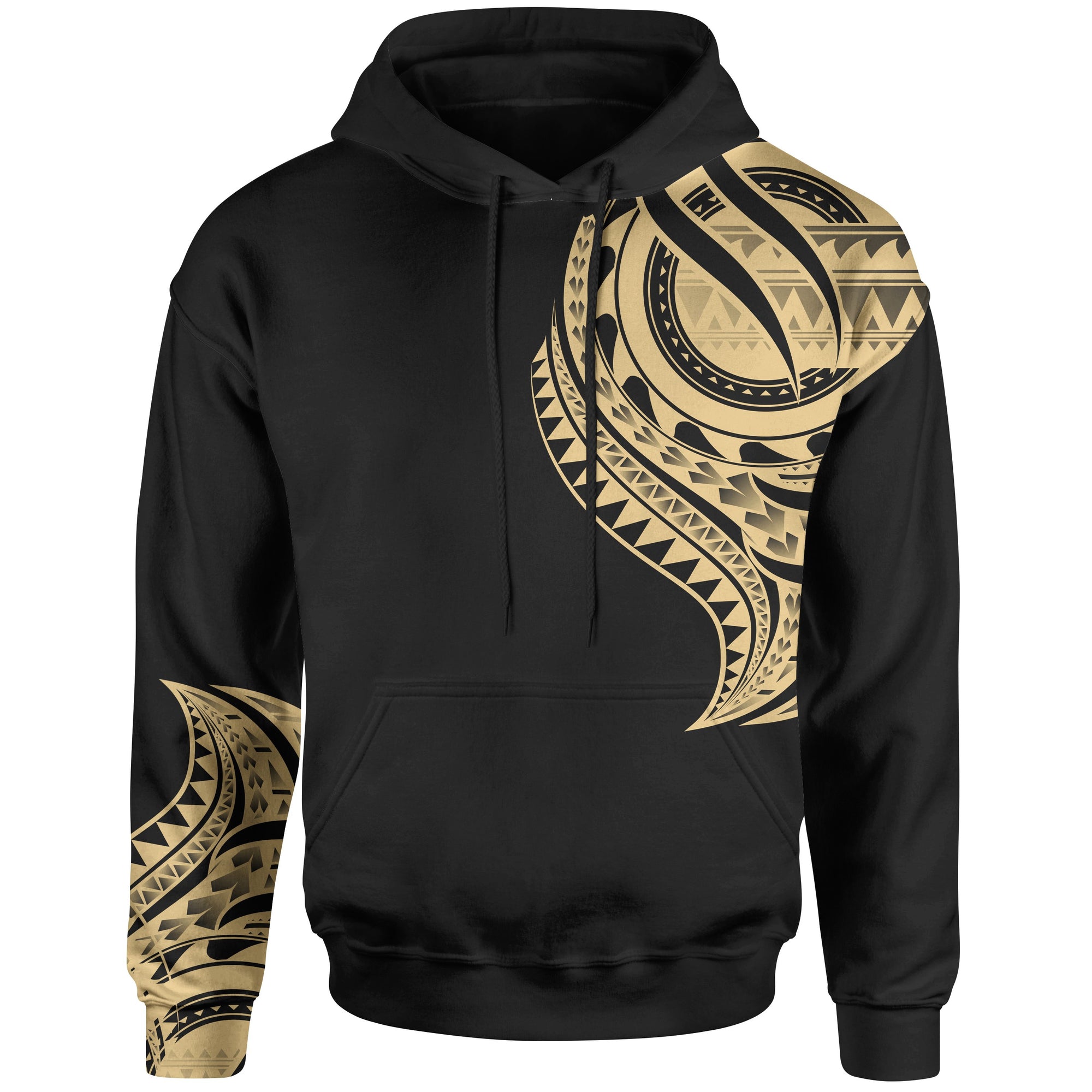 Kosrae State Hoodie Kosrae State Tatau Gold Patterns With Coat ofrms Unisex Black - Polynesian Pride