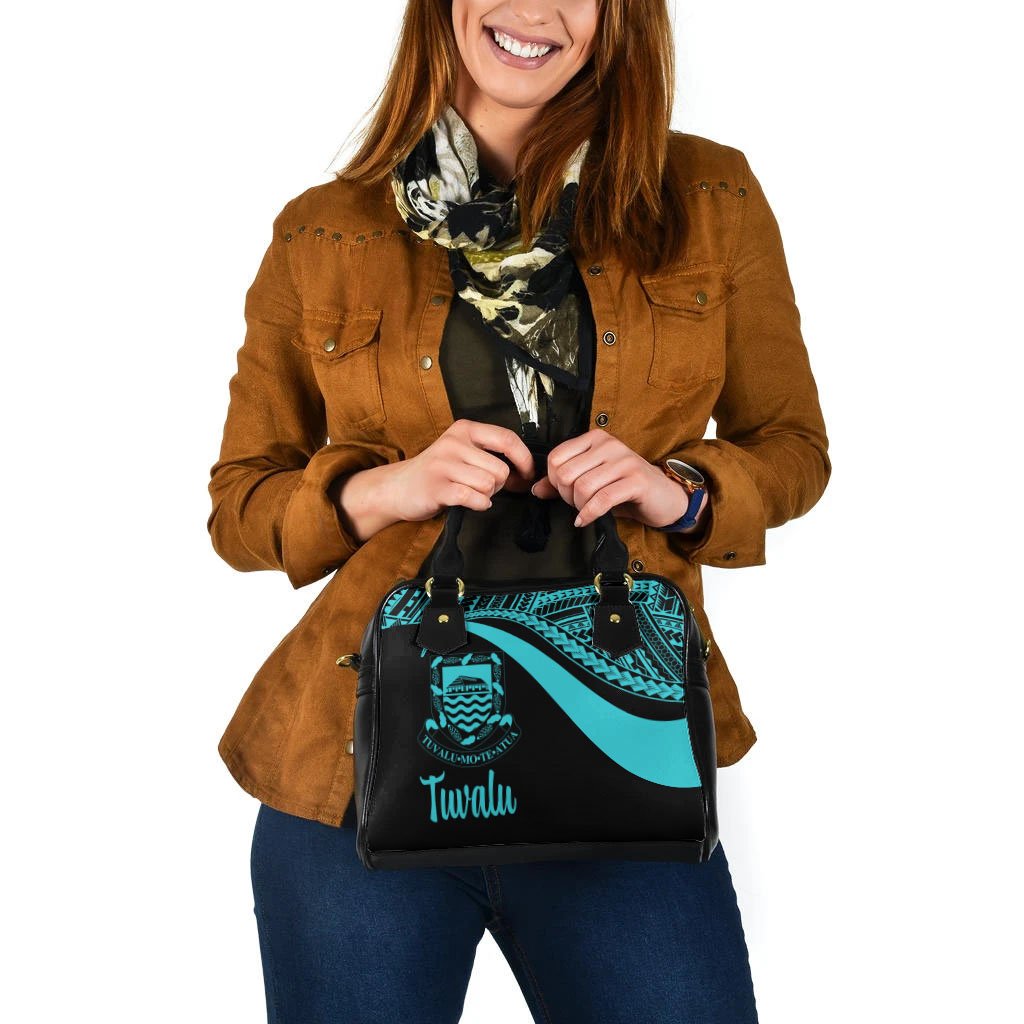 Tuvalu Shoulder Handbag - Turquoise Polynesian Tentacle Tribal Pattern - Polynesian Pride