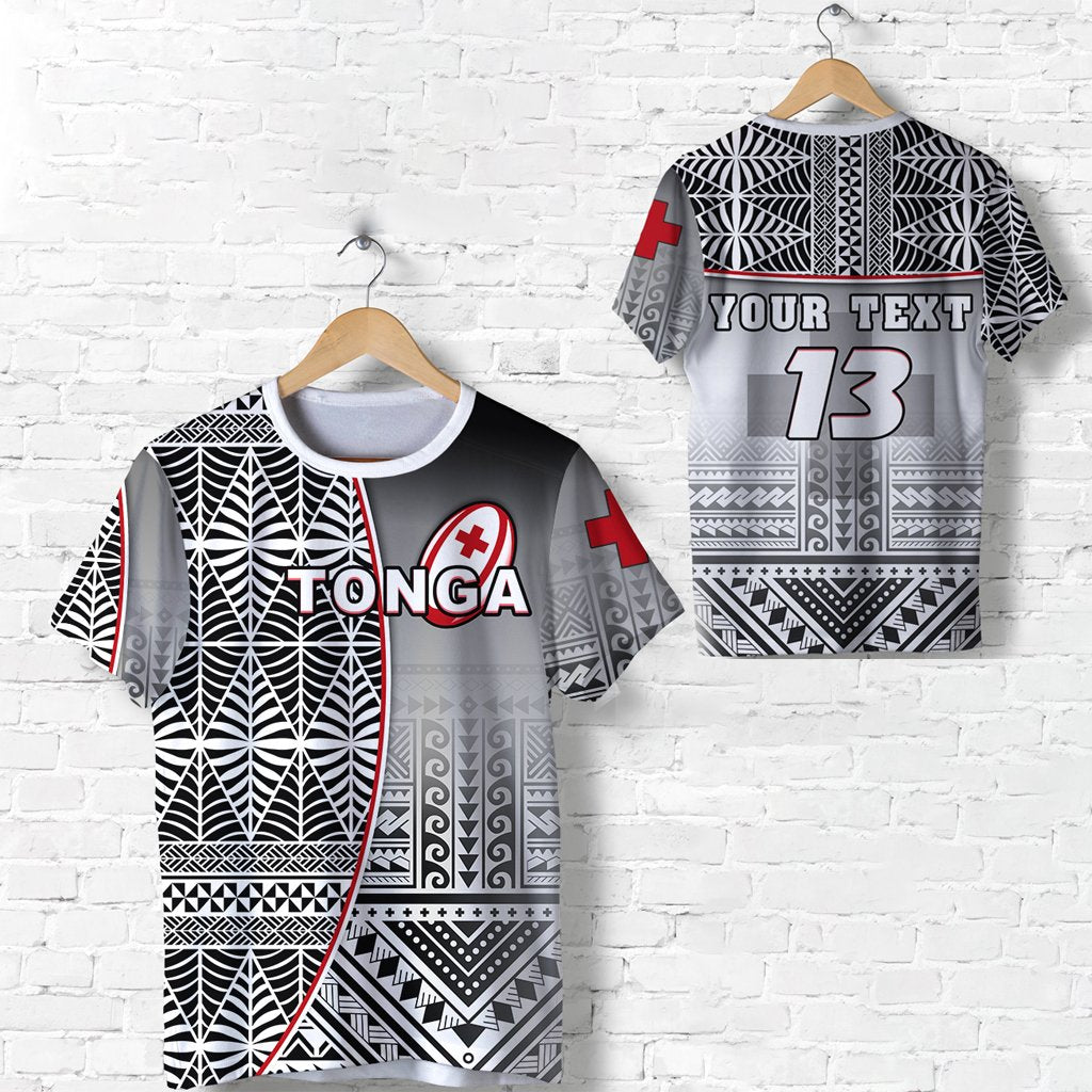 Custom Tonga Rugby T Shirt Impressive Version Black Custom Text and Number Unisex Black - Polynesian Pride