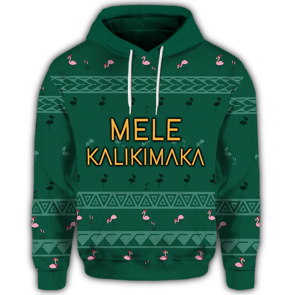 Hawaiian Map Polynesian Mele Kalikimaka Flamingo Christmas Hoodie - Polynesian Pride
