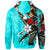 Tahiti Zip Hoodie Tribal Flower With Special Turtles Blue Color - Polynesian Pride