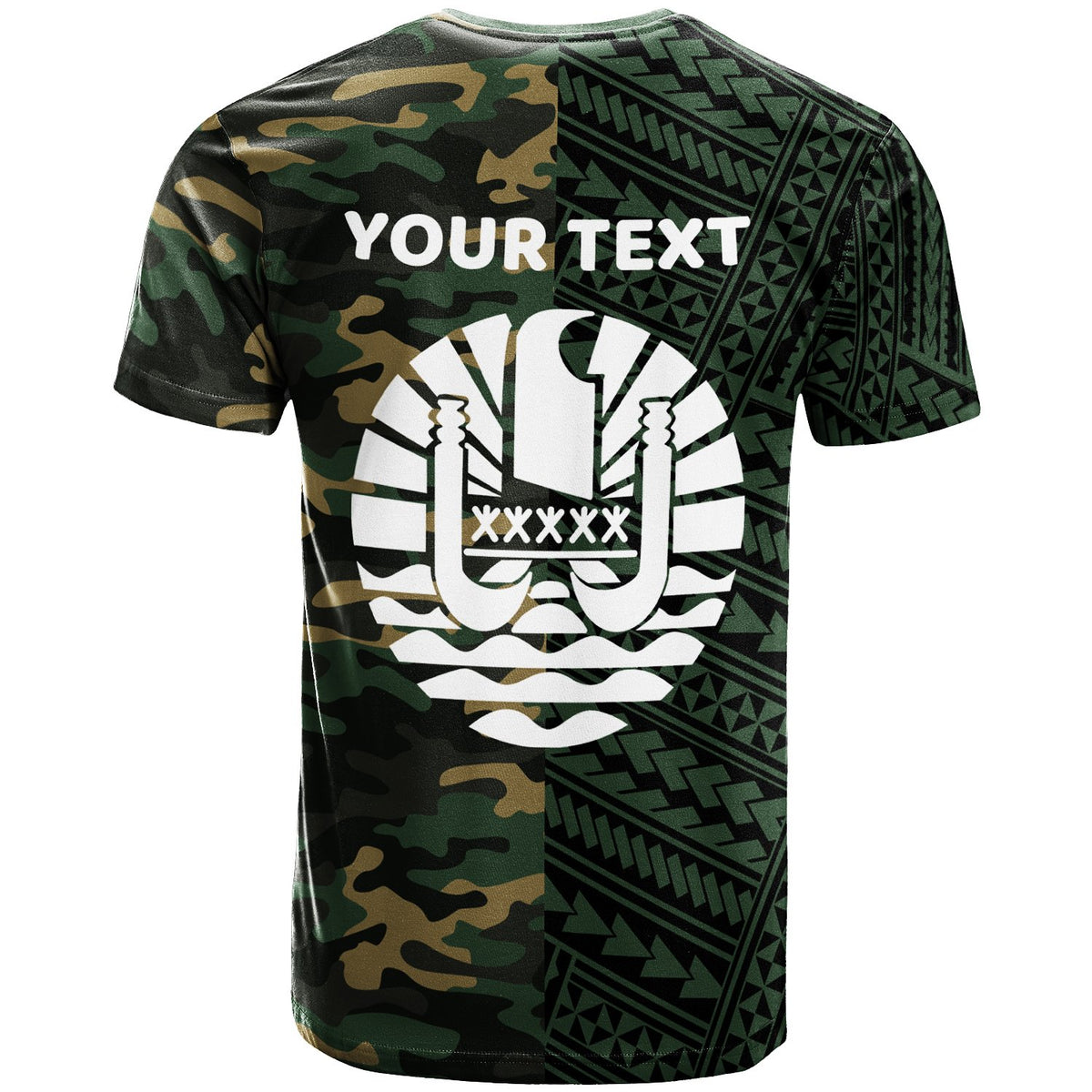 Tahiti Custom T Shirt Shark Cartoon In Camo Syle - Polynesian Pride