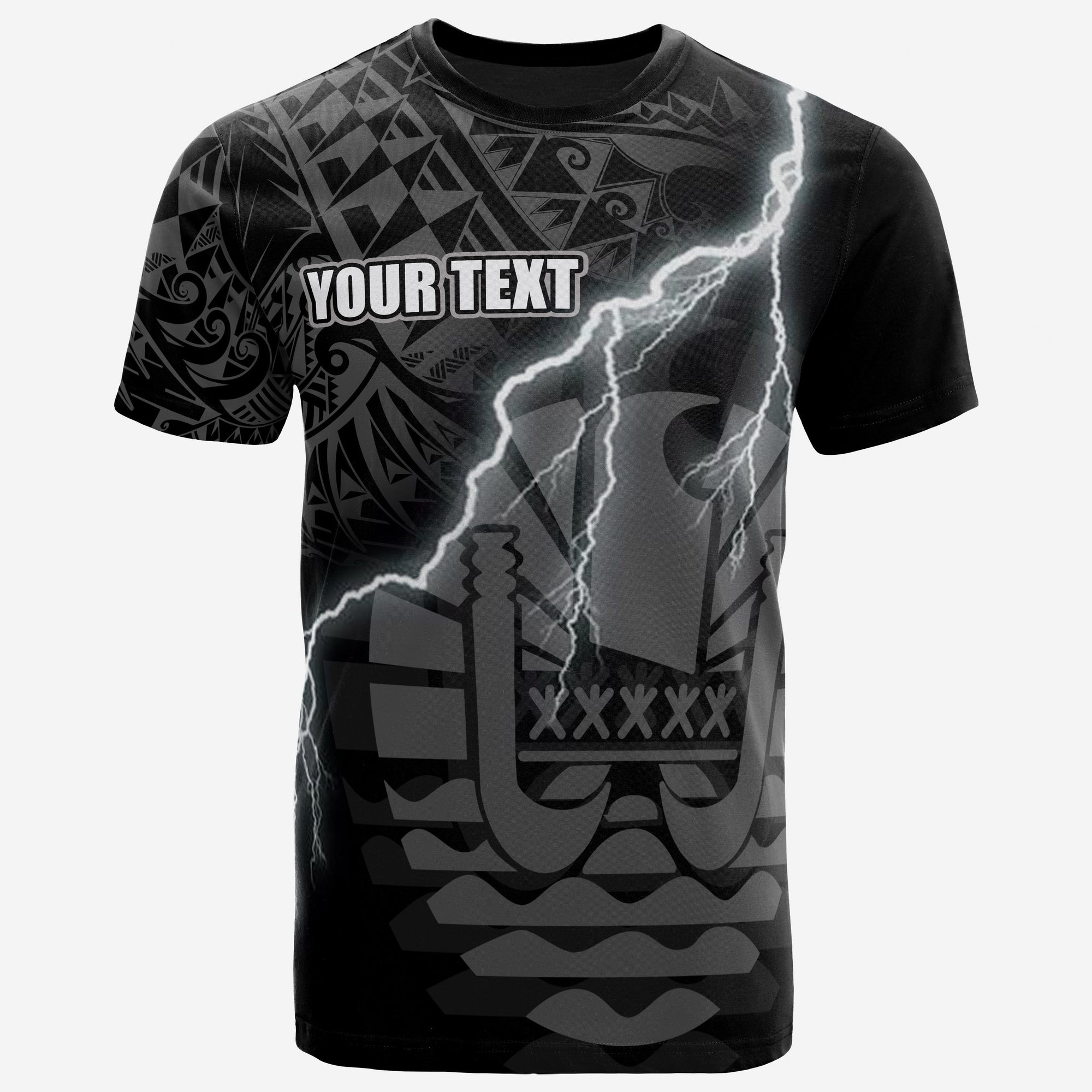 Tahiti Custom T Shirt Tahiti Flag Lighting Thunder Unisex Black - Polynesian Pride