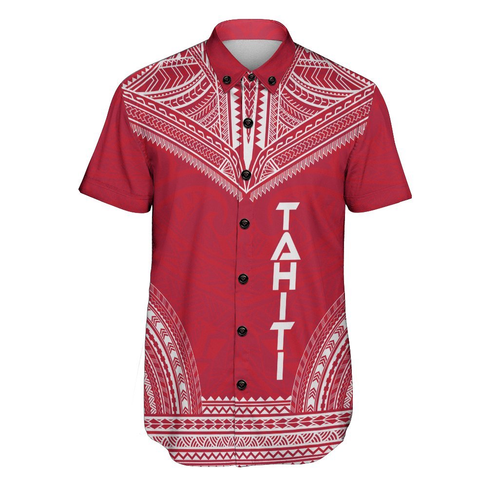 Tahiti Polynesian Chief Shirt - Flag Version Men Red - Polynesian Pride