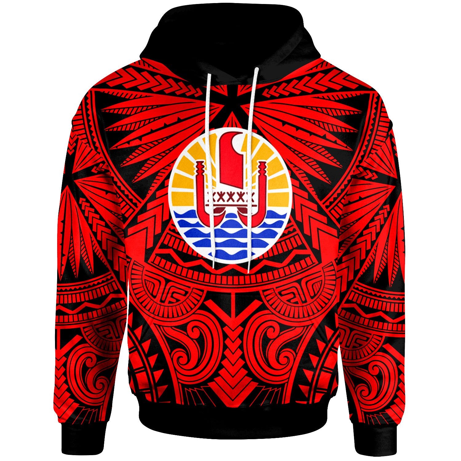 Tahiti Hoodie Classic Vignette Style Unisex Red - Polynesian Pride