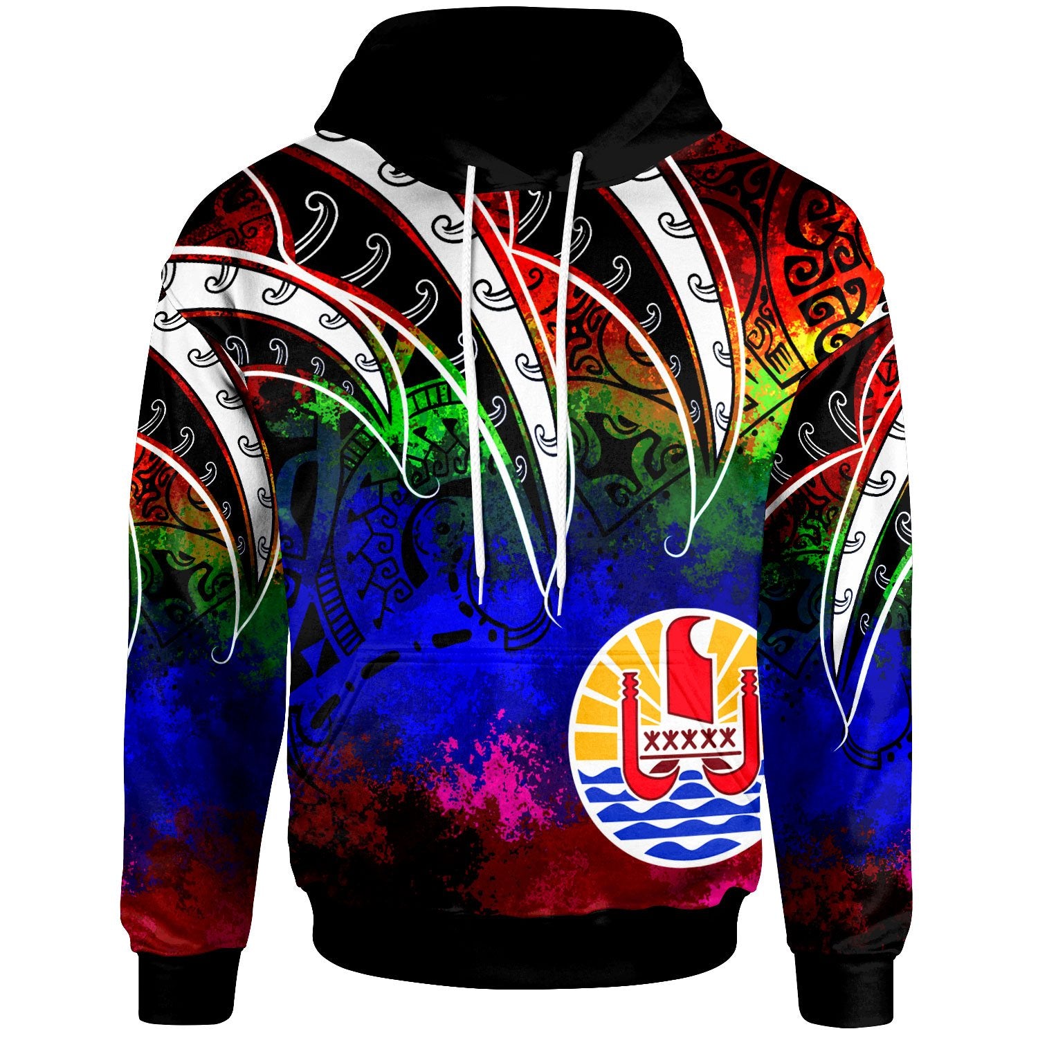 Tahiti Hoodie Tropical Leaf Rainbow Color Unisex Rainbow - Polynesian Pride