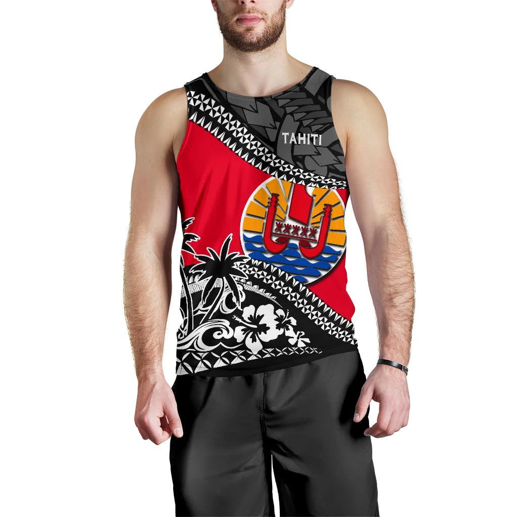 Tahiti Men Tank Top Fall In The Wave K9 Red - Polynesian Pride