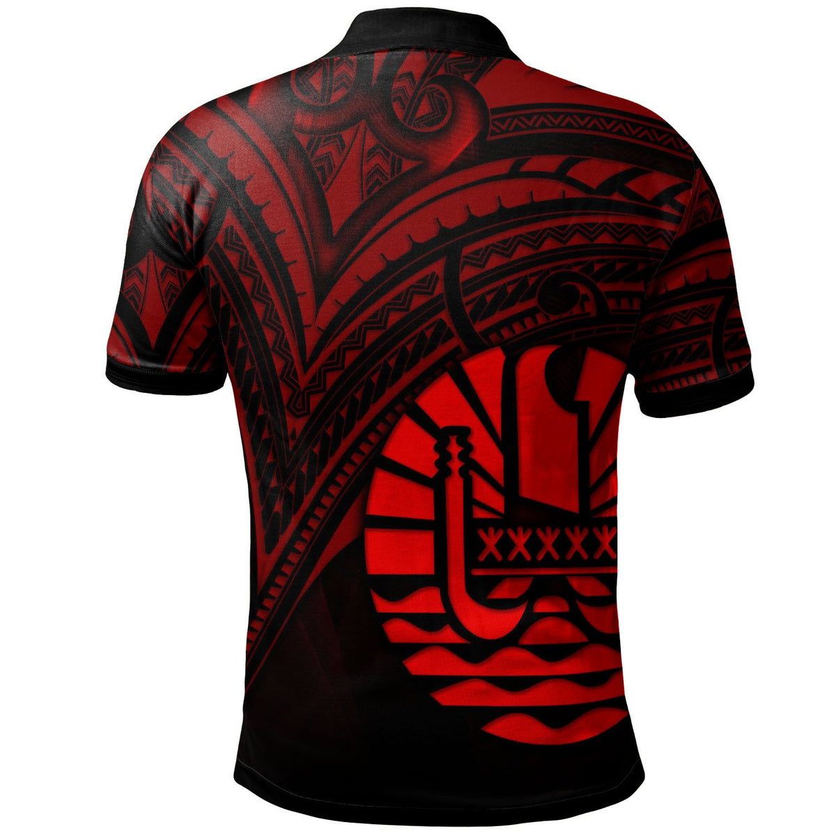Tahiti Polo Shirt Red Color Cross Style - Polynesian Pride