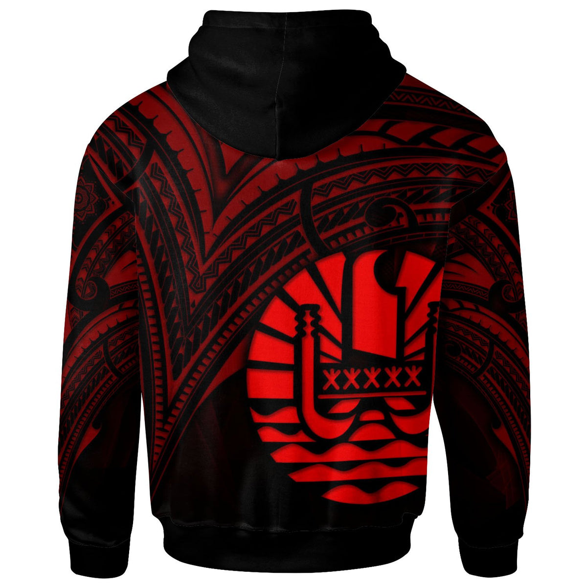 Tahiti Zip Hoodie Red Color Cross Style - Polynesian Pride