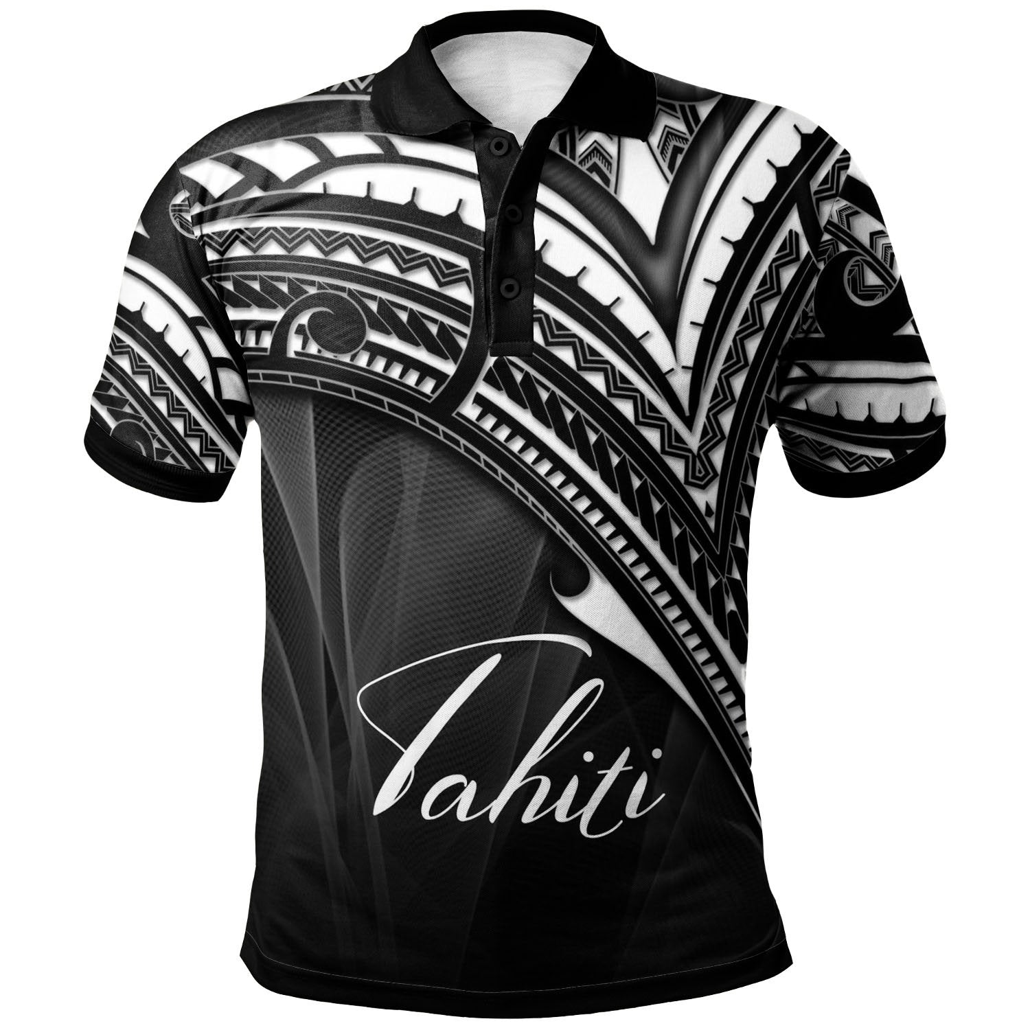 Tahiti Polo Shirt Cross Style Unisex Black - Polynesian Pride