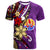 Tahiti T Shirt Tribal Flower With Special Turtles PurpleColor Unisex Purple - Polynesian Pride