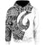 Niue Hoodie Hook Tattoo Unisex White - Polynesian Pride