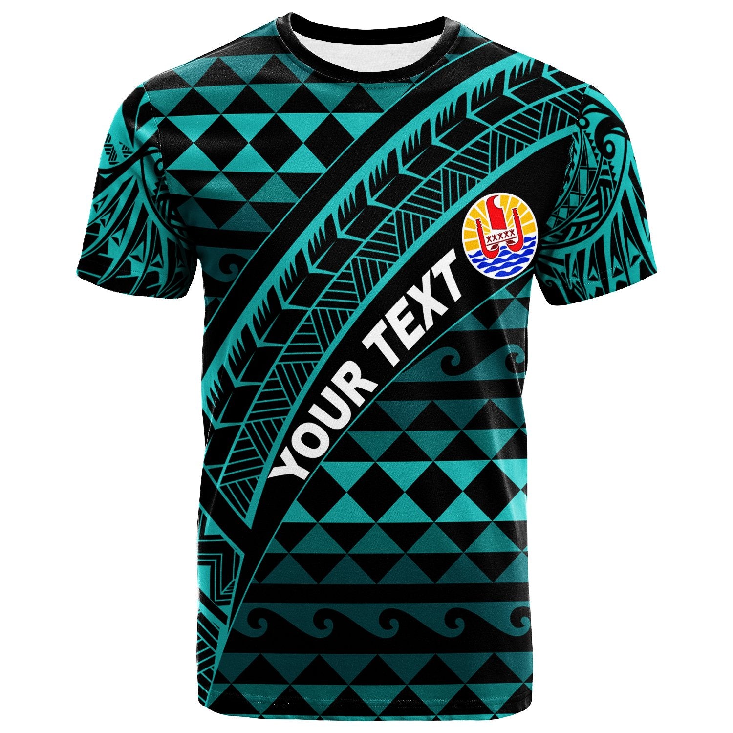 Tahiti Custom T Shirt Blue Tribal Seamless Special Pattern Unisex Blue - Polynesian Pride