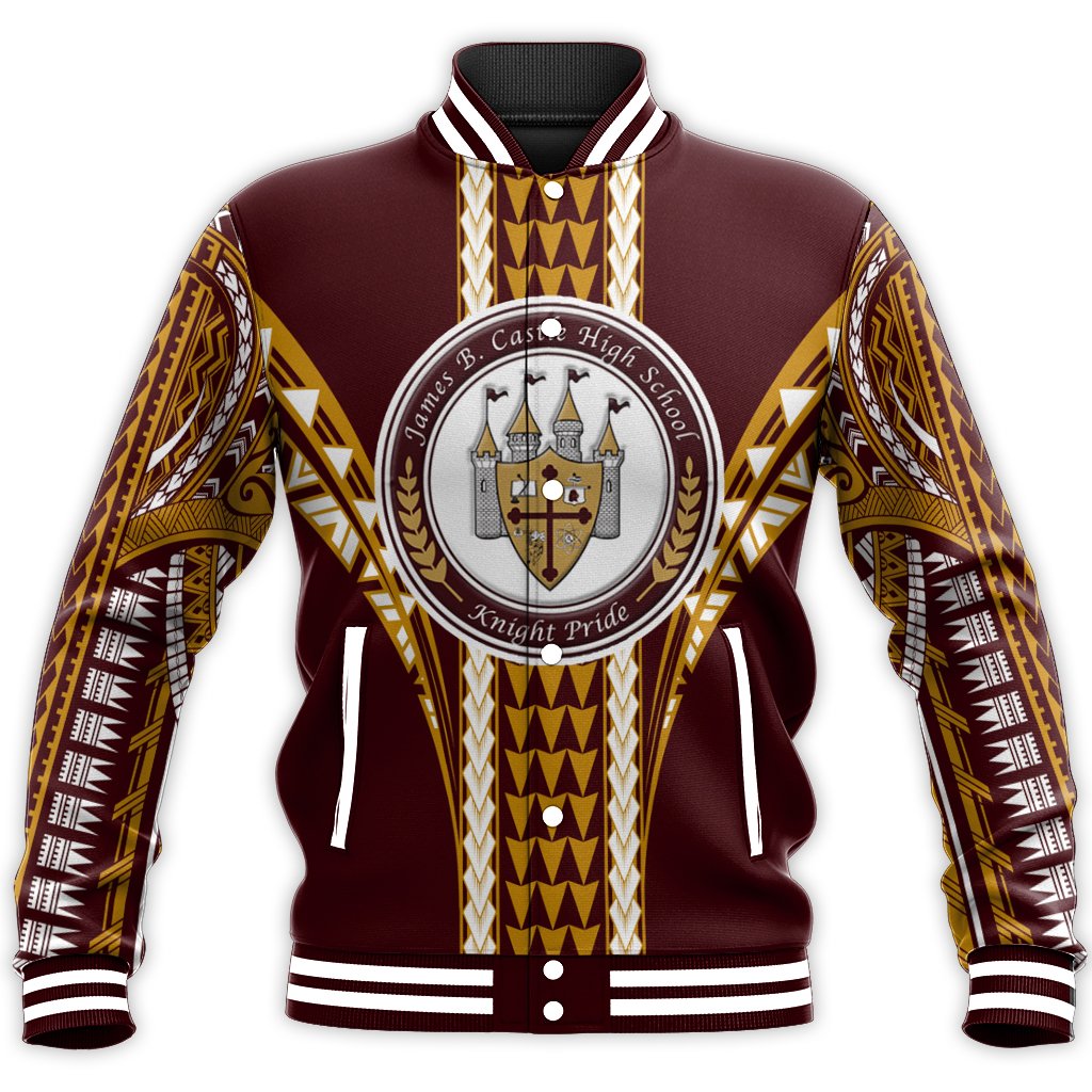 Hawaii Baseball Jacket - Castle High Baseball Jacket - AH Unisex Burgundy - Polynesian Pride