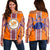 Hawaii - Kalaheo High Football Jersey Women's Off Shoulder Sweater - AH Orange - Polynesian Pride