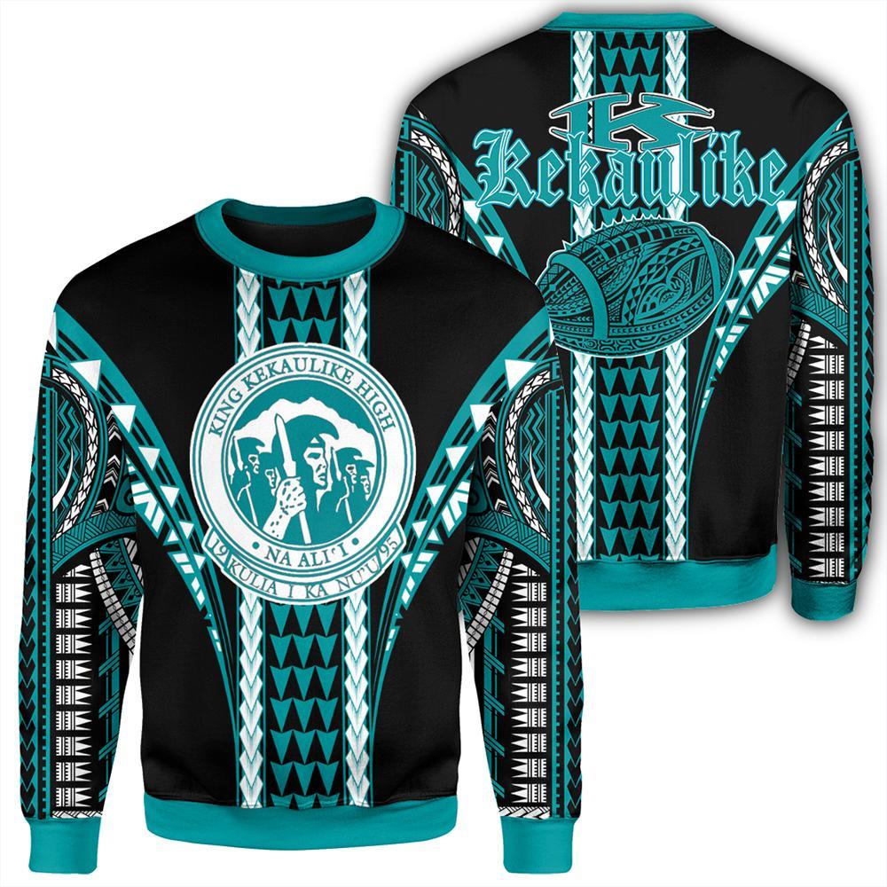 Hawaii - King Kekaulike High Football Jersey Sweatshirt - AH Unisex Cyan - Polynesian Pride