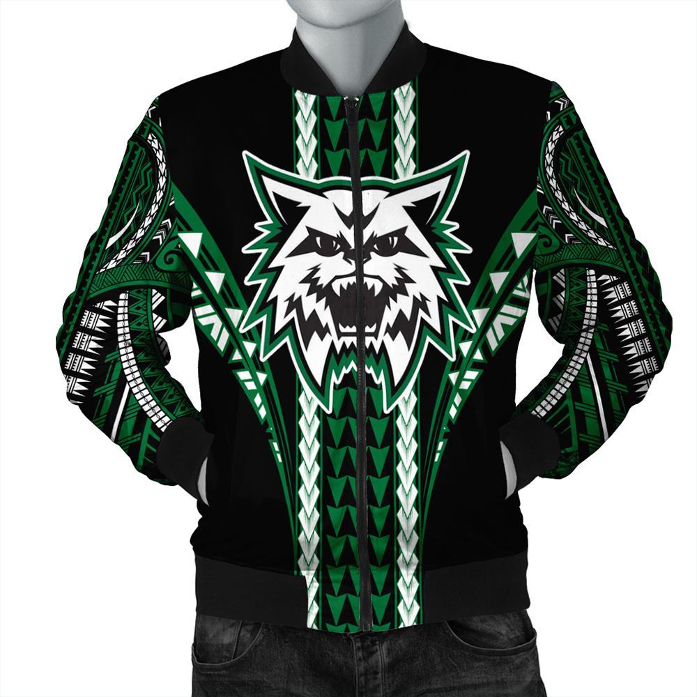 Hawaii Bomber Jacket - Konaweana High Football Jersey Bomber Jacket - AH Green Unisex - Polynesian Pride