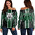 Hawaii - Konaweana High Football Jersey Women's Off Shoulder Sweater - AH Green - Polynesian Pride