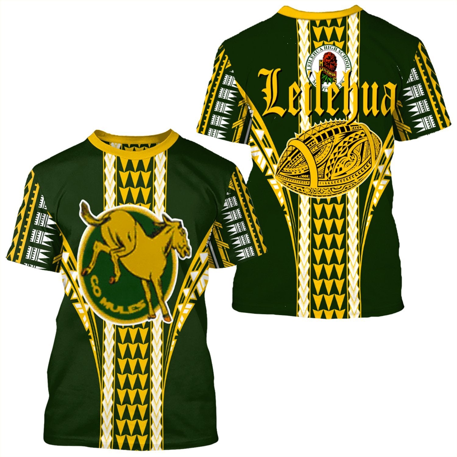 Hawaii Leilehua High Football Jersey T Shirt Unisex Green - Polynesian Pride