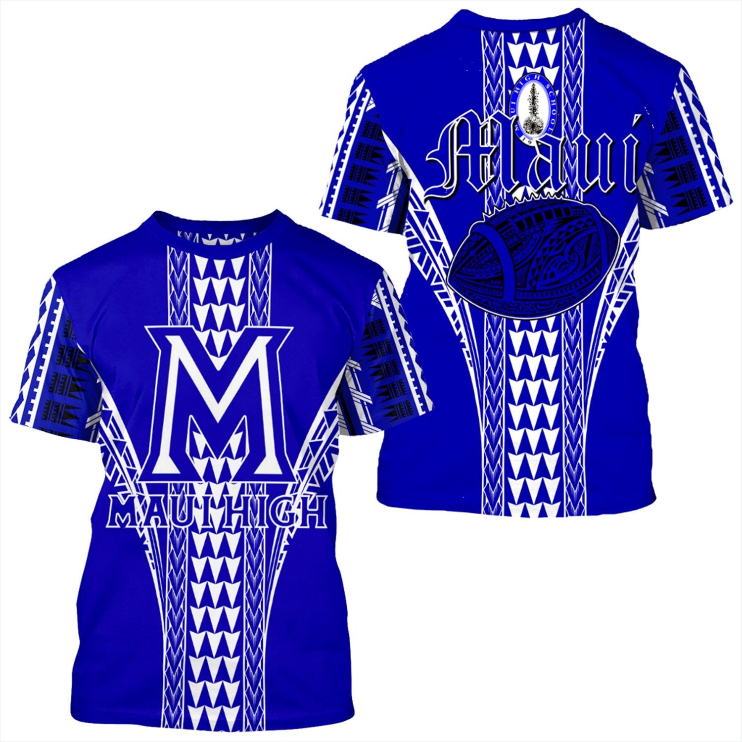 Hawaii Maui High Football Jersey T Shirt Unisex Blue - Polynesian Pride