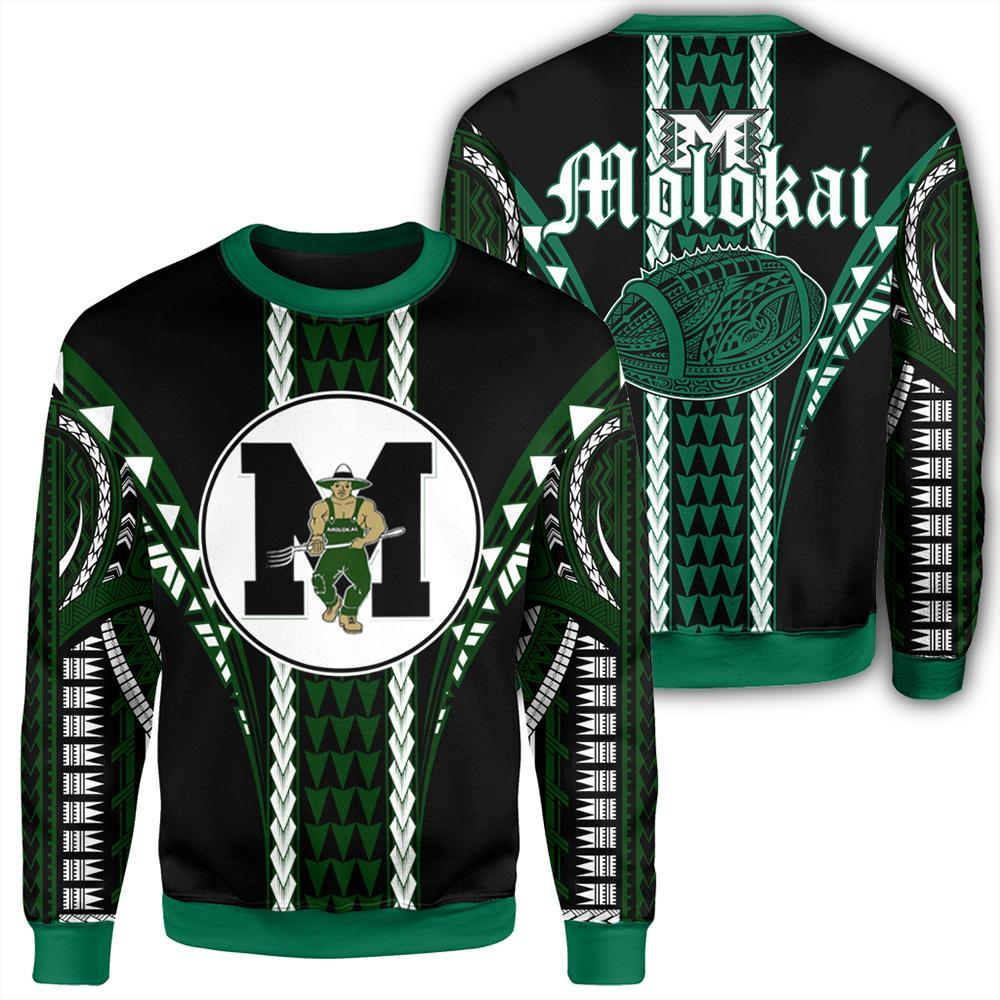 Hawaii - Molokai High Football Jersey Sweatshirt - AH Unisex Green - Polynesian Pride