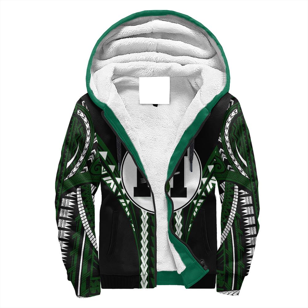 Hawaii - Molokai High Football Jersey Sherpa Hoodie - AH Green - Polynesian Pride