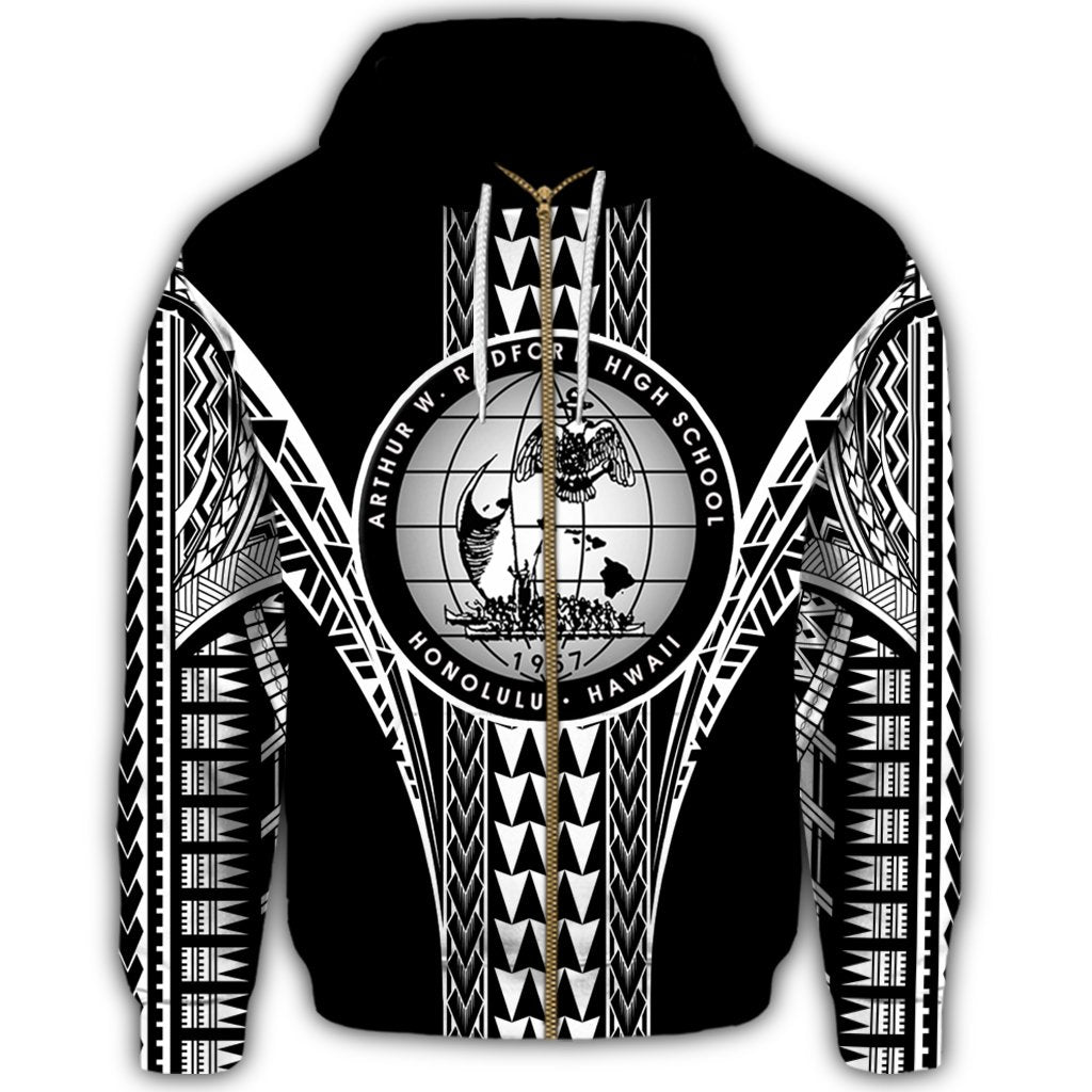 Hawaii Hoodie Radford High Football Jersey Hoodie Zip - Polynesian Pride