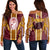 Hawaii - Roosevelt High Football Jersey Women's Off Shoulder Sweater - AH Red - Polynesian Pride