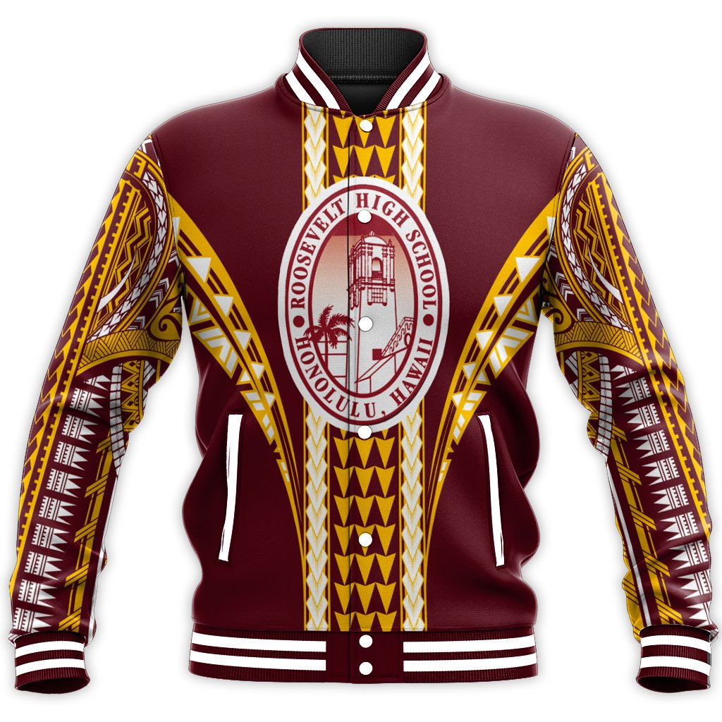 Hawaii Baseball Jacket - Roosevelt High Baseball Jacket - AH Unisex Burgundy - Polynesian Pride