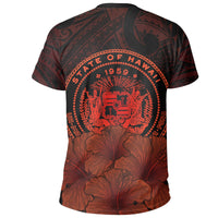 Hawaii Hibiscus Coat of Arm Polynesian T Shirt Orange - Polynesian Pride