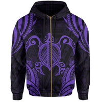 Polynesian Turtle Kanaka Maoli Hawaii Zip Hoodie Purple - Polynesian Pride